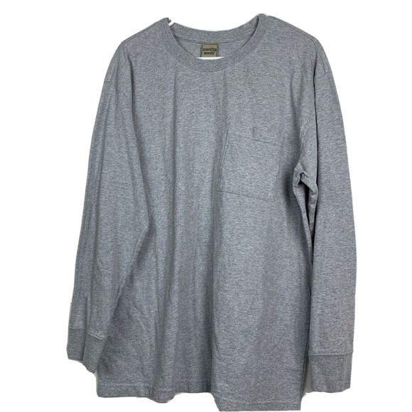 Men’s L Top Long Sleeve Pullover Gray Crewneck Casual Henley Scandia Woods EUC - Picture 2 of 11